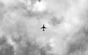 Preview wallpaper plane, sky, clouds, flight, bottom view