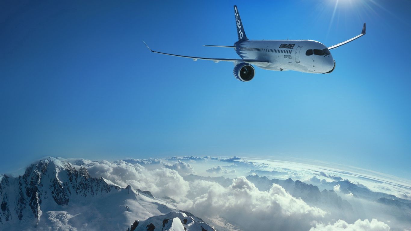 Download wallpaper 1366x768 plane, sky, clouds, mountains tablet ...