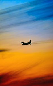 Preview wallpaper plane, sky, colorful, silhouette