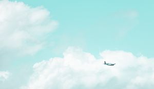 Preview wallpaper plane, sky, flight, minimalism, clouds