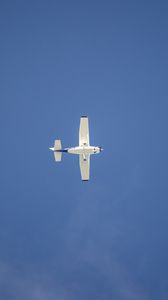 Preview wallpaper plane, sky, flight, bottom view, minimalism, blue