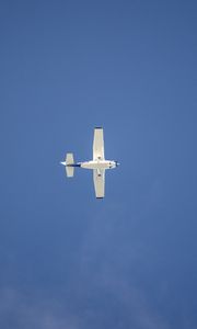 Preview wallpaper plane, sky, flight, bottom view, minimalism, blue