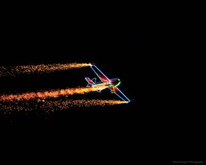 Preview wallpaper plane, sparks, flight, dark