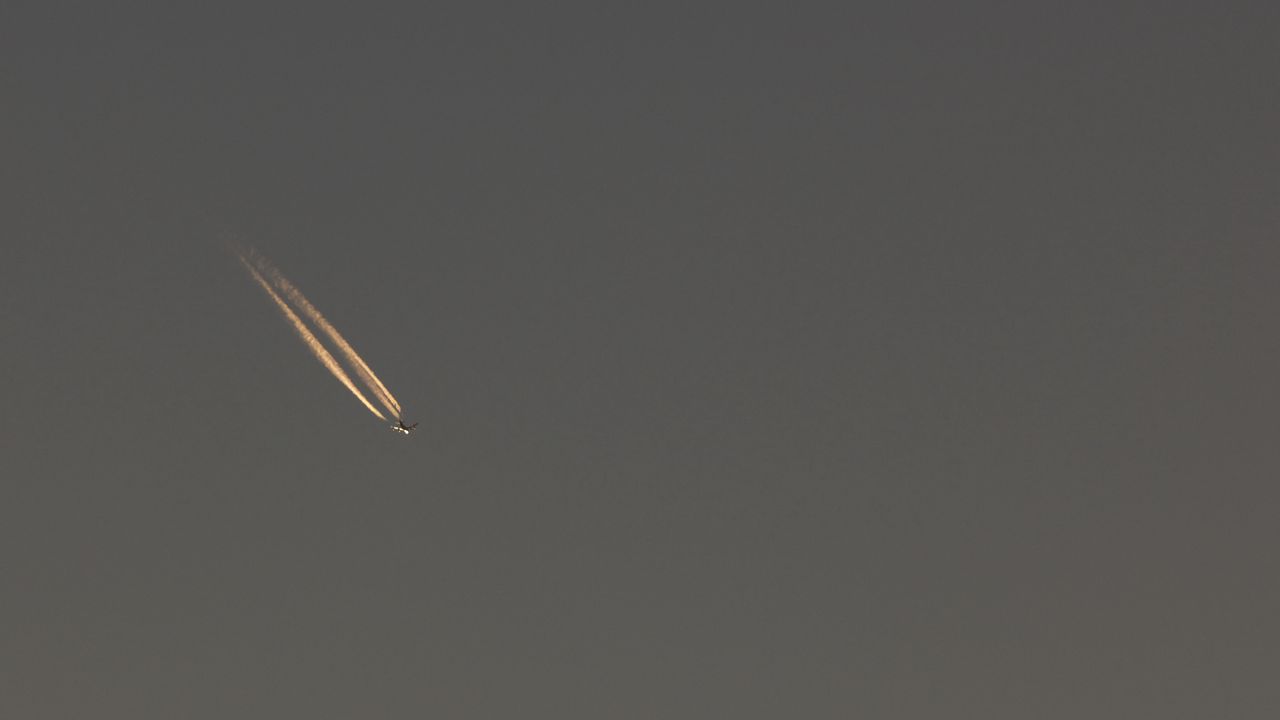 Wallpaper plane, trace, minimalism, sky