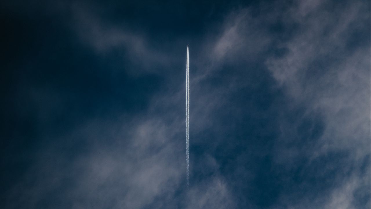 Wallpaper plane, trail, sky, clouds, smoke