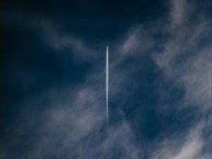 Preview wallpaper plane, trail, sky, clouds, smoke