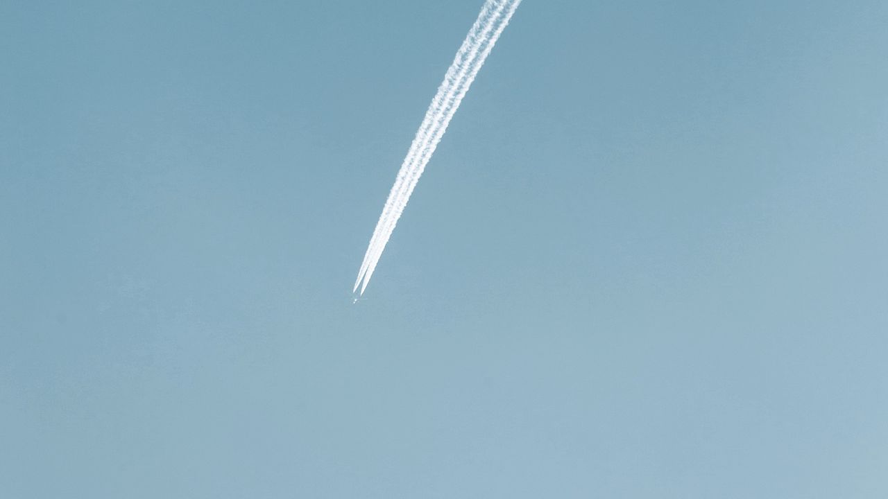 Wallpaper plane, trail, sky, minimalism