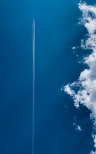 Preview wallpaper plane, trail, sky, clouds, blue