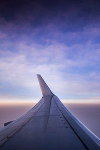 Preview wallpaper plane, wing, clouds, sky