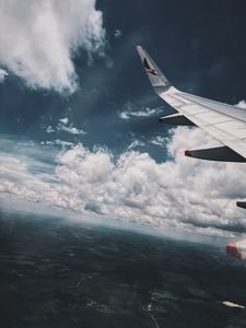 Preview wallpaper plane wing, flight, sky, aerial view