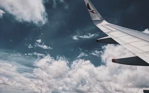 Preview wallpaper plane wing, flight, sky, aerial view