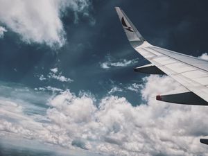 Preview wallpaper plane wing, flight, sky, aerial view