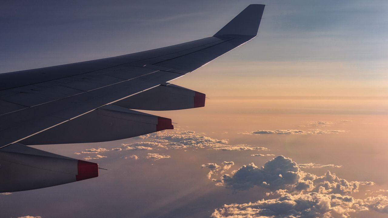 Wallpaper plane, wing, height, sky, clouds