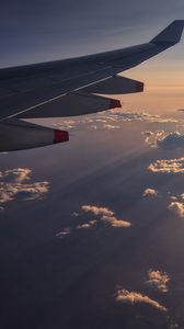 Preview wallpaper plane, wing, height, sky, clouds