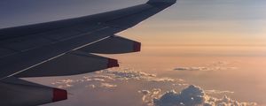 Preview wallpaper plane, wing, height, sky, clouds