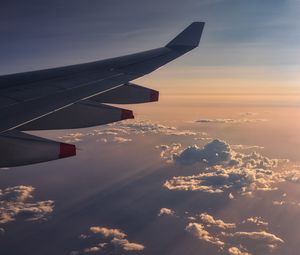 Preview wallpaper plane, wing, height, sky, clouds