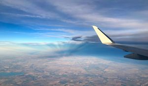 Preview wallpaper plane, wing, height, minimalism