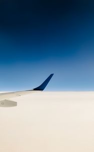 Preview wallpaper plane, wing, sky, minimalism, blue, white