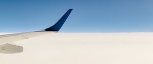 Preview wallpaper plane, wing, sky, minimalism, blue, white