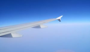 Preview wallpaper plane, wing, sky, blue