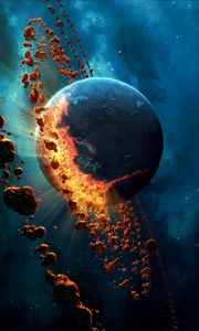 Preview wallpaper planet, asteroids, space, gravity