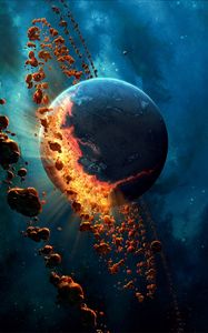 Preview wallpaper planet, asteroids, space, gravity