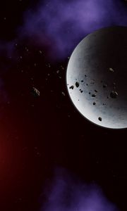 Preview wallpaper planet, asteroids, space, stars, universe