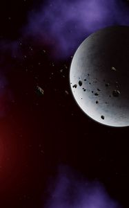 Preview wallpaper planet, asteroids, space, stars, universe