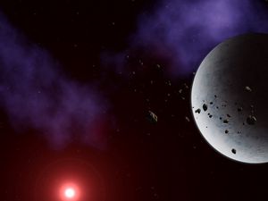 Preview wallpaper planet, asteroids, space, stars, universe