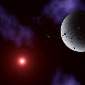 Preview wallpaper planet, asteroids, space, stars, universe