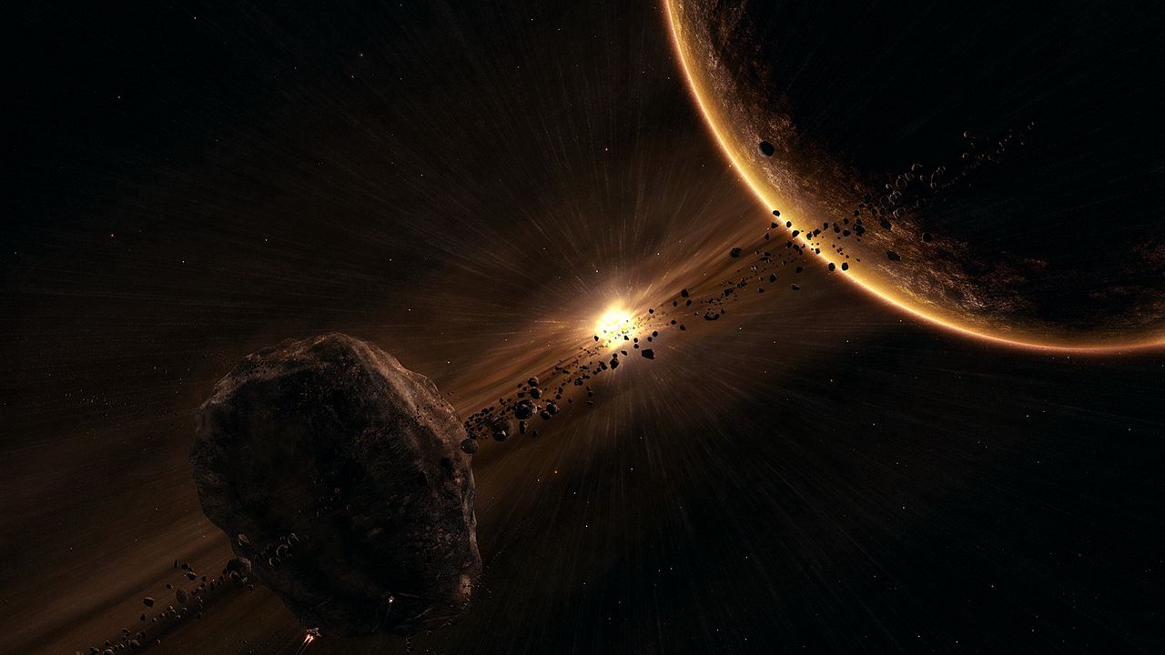 Wallpaper planet, asteroids, splinters, explosion, speed