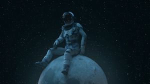 Preview wallpaper planet, astronaut, stars, space, art