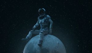 Preview wallpaper planet, astronaut, stars, space, art