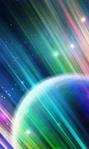 Preview wallpaper planet, ball, light, rays, lines, rainbow