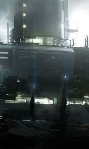 Preview wallpaper planet, base, ships, light