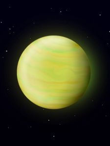 Preview wallpaper planet, bright, yellow, space, stars
