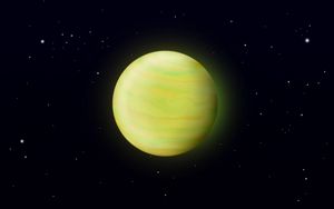 Preview wallpaper planet, bright, yellow, space, stars