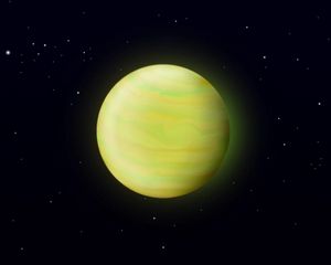 Preview wallpaper planet, bright, yellow, space, stars