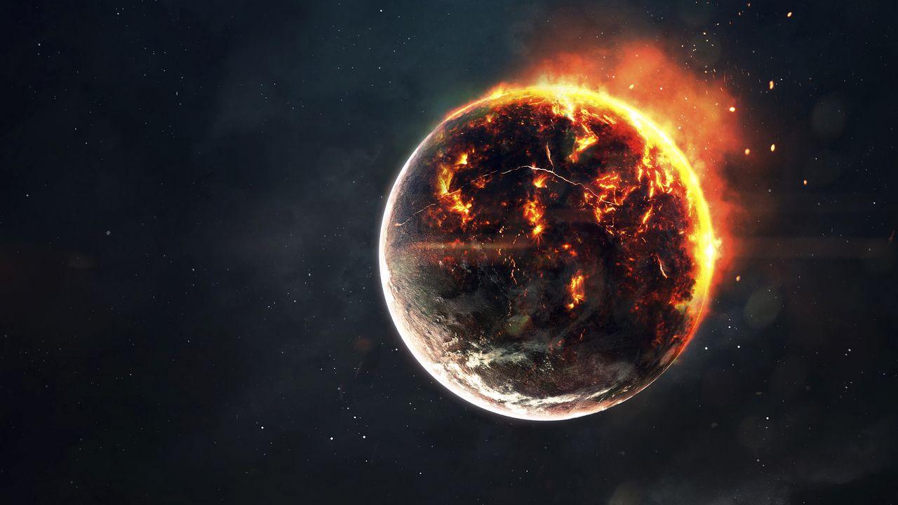 Wallpaper planet, burning, hot, sparks, heat