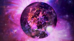 Preview wallpaper planet, colorful, ball, lines, spots