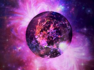 Preview wallpaper planet, colorful, ball, lines, spots