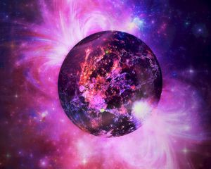 Preview wallpaper planet, colorful, ball, lines, spots