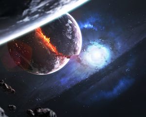 Preview wallpaper planet, comets, meteorites