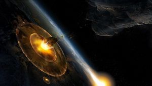 Preview wallpaper planet, explosion, asteroids, speed, destruction