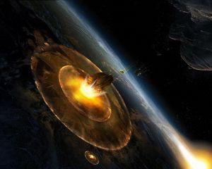 Preview wallpaper planet, explosion, asteroids, speed, destruction