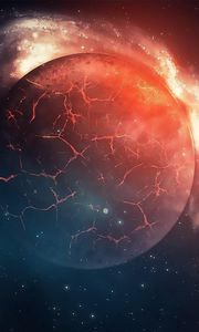 Preview wallpaper planet, explosion, cracks, stars, universe