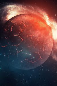 Preview wallpaper planet, explosion, cracks, stars, universe
