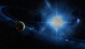 Preview wallpaper planet, explosion, space, stars, light