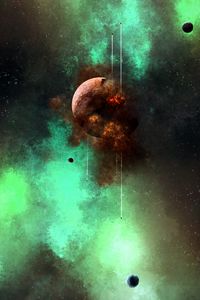 Preview wallpaper planet, explosion, spaceships, space