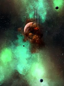 Preview wallpaper planet, explosion, spaceships, space